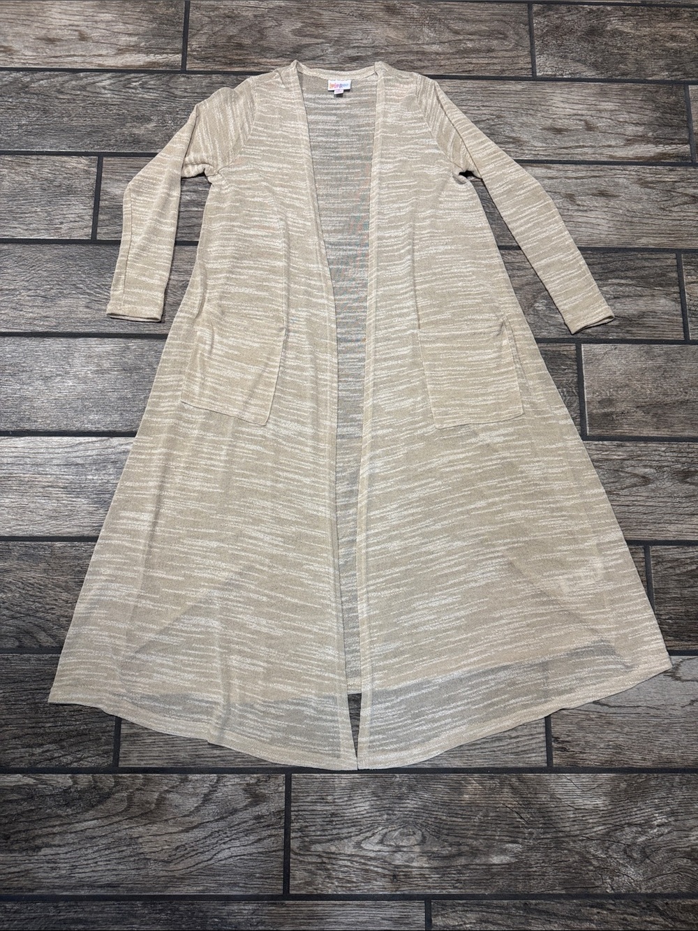LuLaRoe size S Lightweight Beige Long Open Cardigan 3/4 sleeve